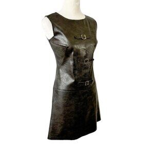 Peerless of Boston Le Sauvage Faux Leather Mini Dress Vintage 1970s Mod Size 8